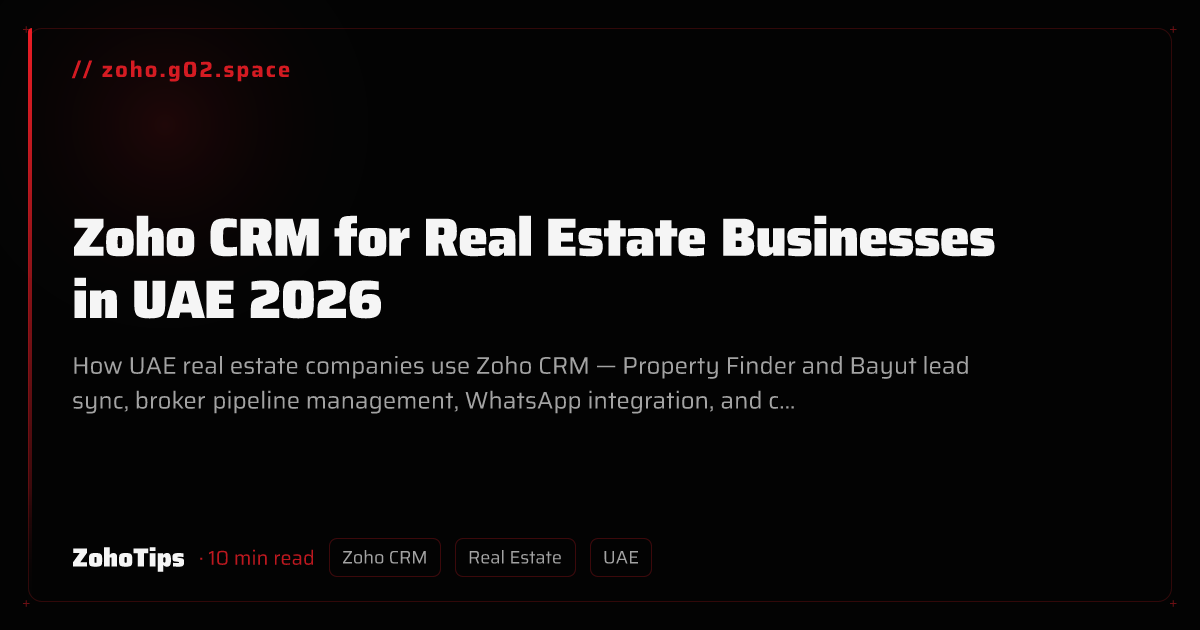 Zoho CRM for Real Estate Businesses in UAE 2026