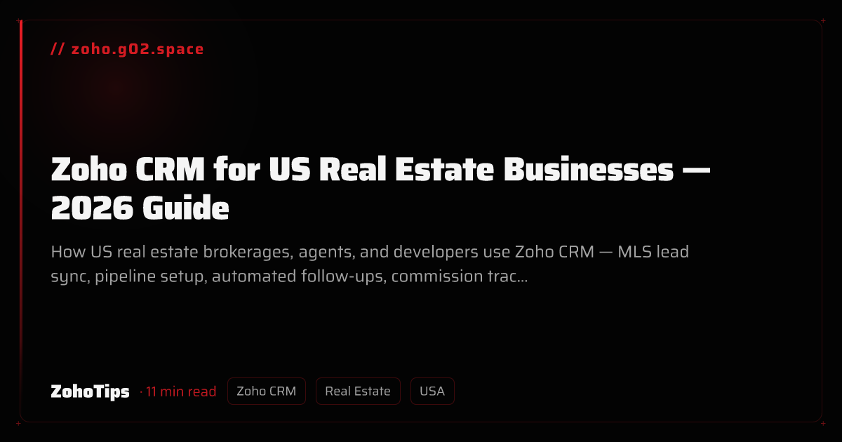 Zoho CRM for US Real Estate Businesses — 2026 Guide