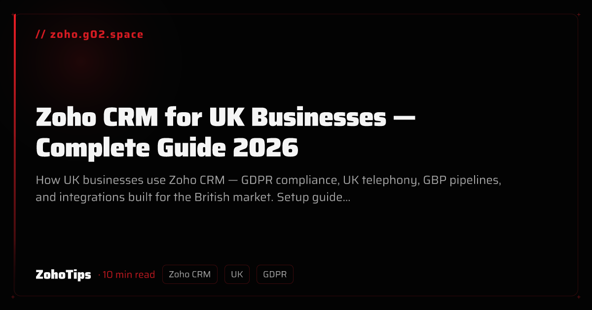 Zoho CRM for UK Businesses — Complete Guide 2026