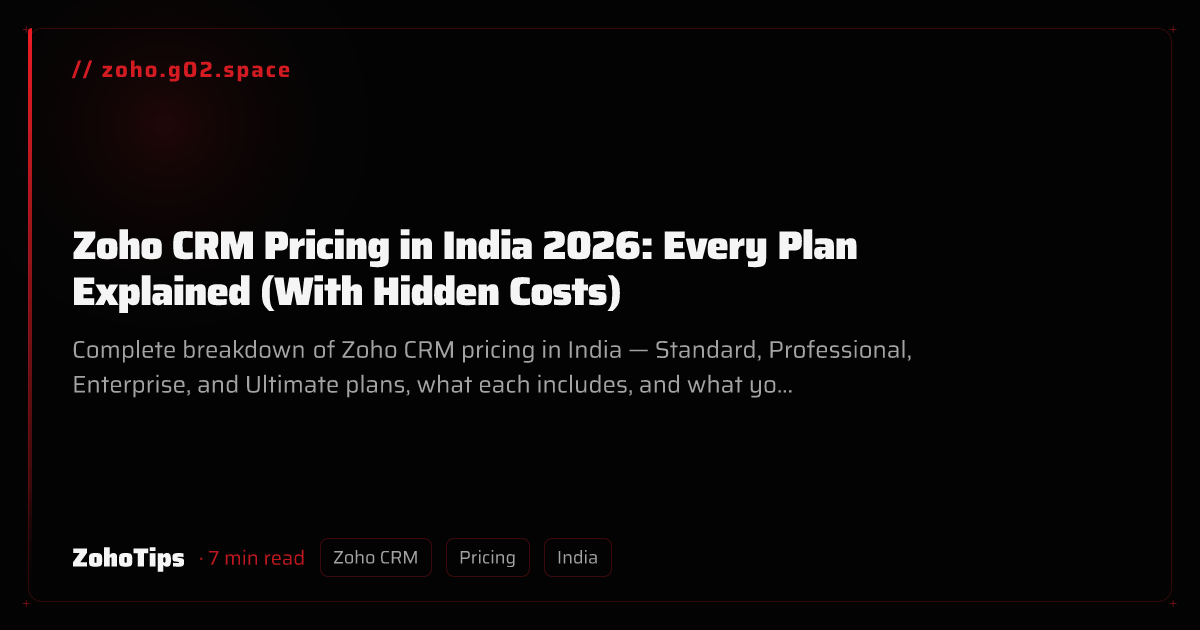 Zoho CRM Pricing in India 2026: Every Plan Explained (With Hidden Costs)