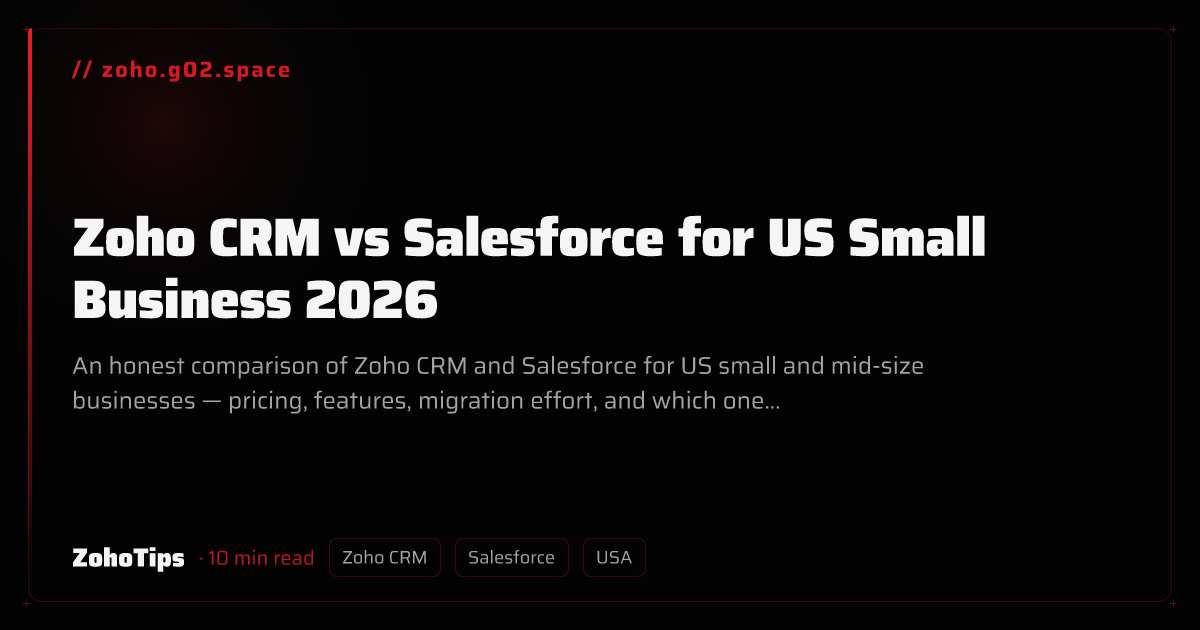 Zoho CRM vs Salesforce for US Small Business 2026